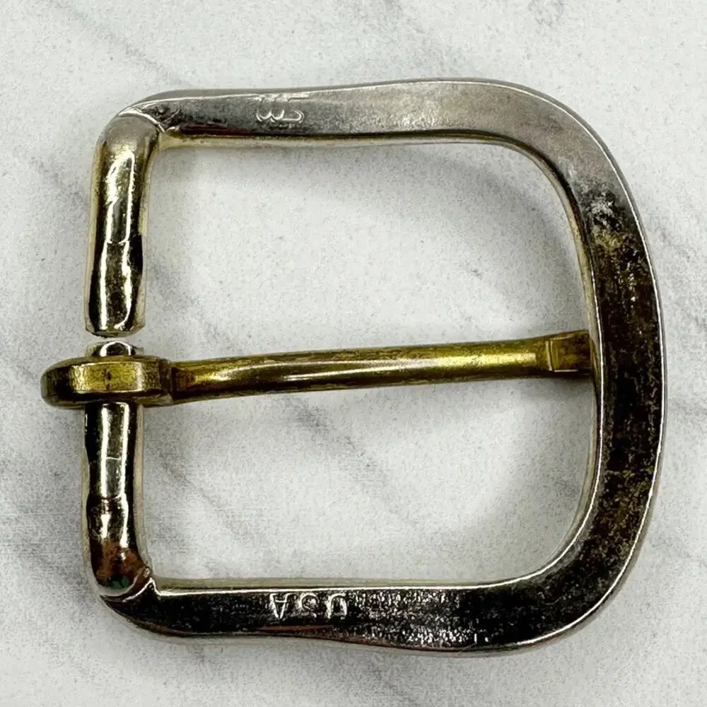 Vintage Two Tone Silver Gold Simple Basic Prong Belt Buckle Made in USA Unisex ✨
